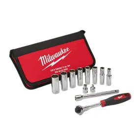 Milwaukee 48229000 12 Piece SAE 3/8" Square Drive Socket Set