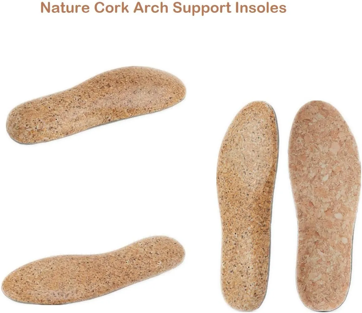 Nature Cork Arch Support Insoles for Men and Women Shoe Inserts Orthotic Inserts Flat Feet Foot - Plantar Fasciitis Orthotic Insoles for Arch Pain High Arch - Boot Insoles (Women 10.5-11/Men 10-10.5)