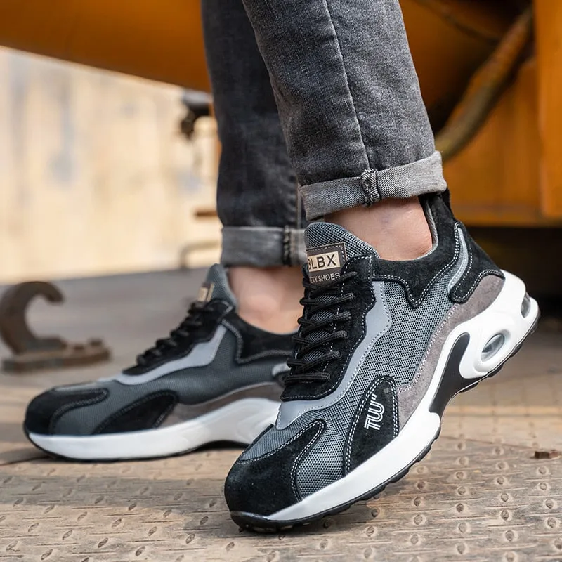 New Staleneus Work Shoes Steel Toe Cap Patchwork Men Safety Sneakers Cozy Air Cushion Indestructible Boots Male Footwear