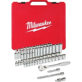 Open Box -  Milwaukee 3/8" Drive SAE/Metric Ratchet and Socket Mechanics Tool Set (56-Piece)