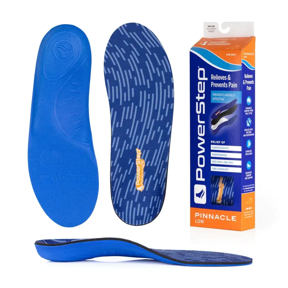 PowerStep Pinnacle Low Insoles – Designed for Low Arches and Overpronation Relief