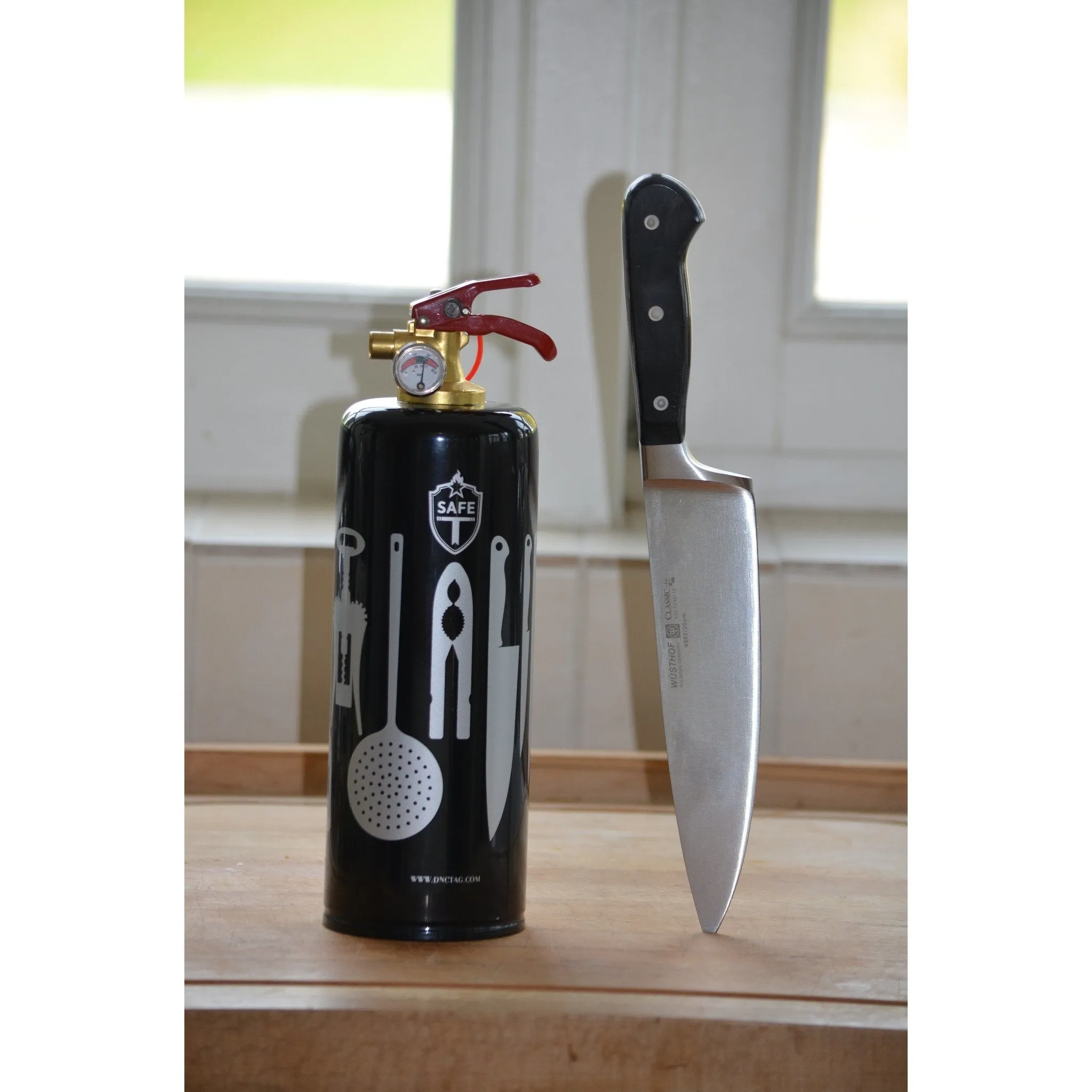 "KITCHEN: The Chic and Stylish Safe-T Fire Extinguisher - A Blend of Safety and Sophistication for Your Home"