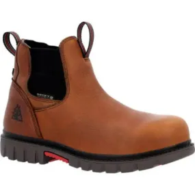 Rocky Usa Worksmart Men's Waterproof Composite Toe Work Chelsea Boots Rkk0400 In Brown