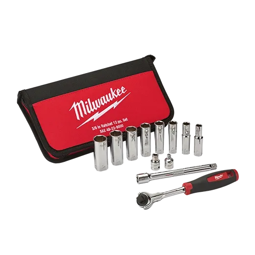 Socket Set - Milwaukee 12pc 3/8" Drive SAE Socket Set, 48-22-9000