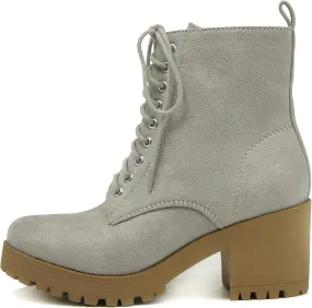 Soda FUZZY ~ Women Chunky Lug Sole Lace up Fashion Combat Ankle Boot w/Side Zipper Soda FUZZY ~ Women Chunky Lug Sole Lace up Fashion Combat Ankle Boot w/Side Zipper