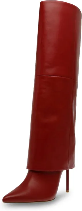 Steve Madden Women's Smith Knee High Boot, Red Leather, 9 Steve Madden Women's Smith Knee High Boot, Red Leather, 9