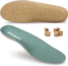 Thin Plantar Fasciitis Insoles, Arch Support Soft Breathable Cork Orthotic Shoe Inserts for Heel Pain Relief and Flat Foot, Anti Fatigue Work Insert （Men 4.5-6.5/Women 5.5-7.5）