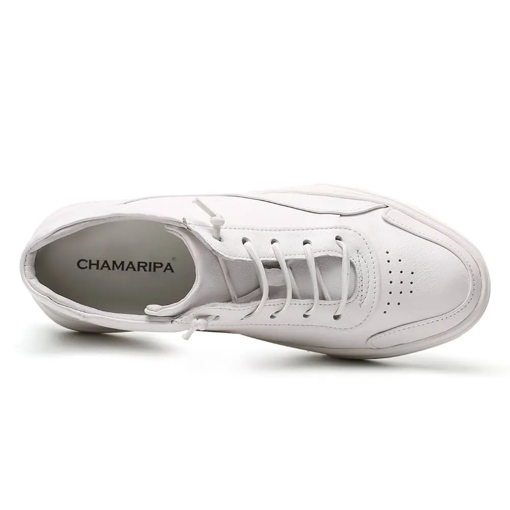 This item only ships to Europe - 5CM / 1.95 Inches CMR CHAMARIPA White Elevation Sneakers for Men