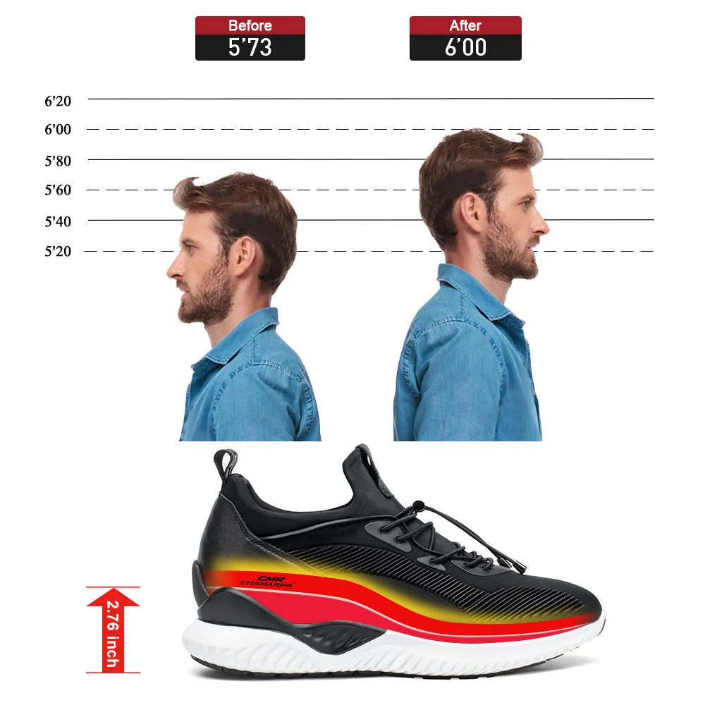 This item only ships to Europe - 7CM / 2.76 Inches CMR CHAMARIPA Black Height-Boosting Sneakers