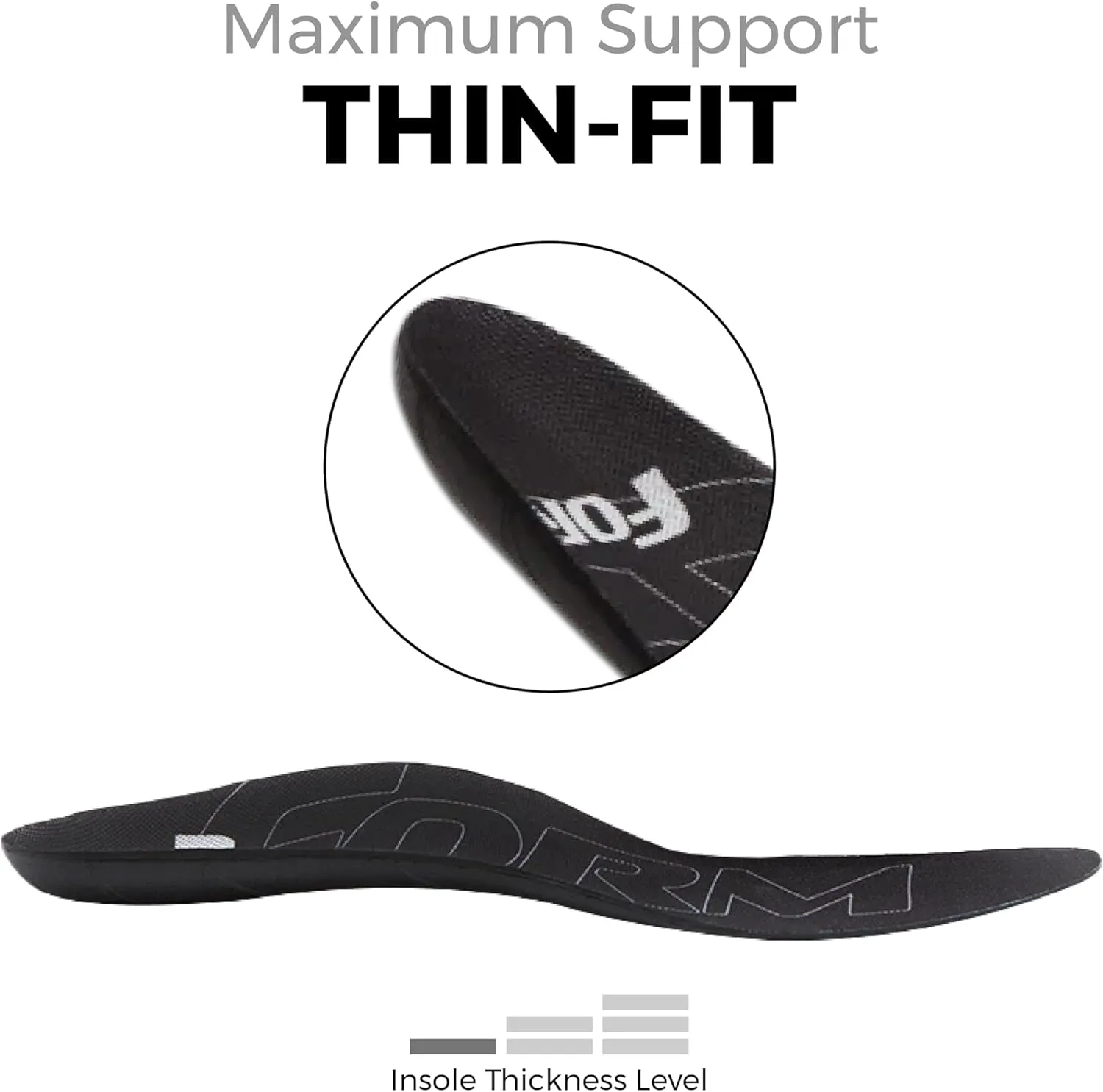 Ultra-Thin Plantar Fasciitis Insoles Designed for Comfort & Maximum Pain Relief, Ideal for Dress Shoes & Boots | Black (Men's 13-13 1/2)