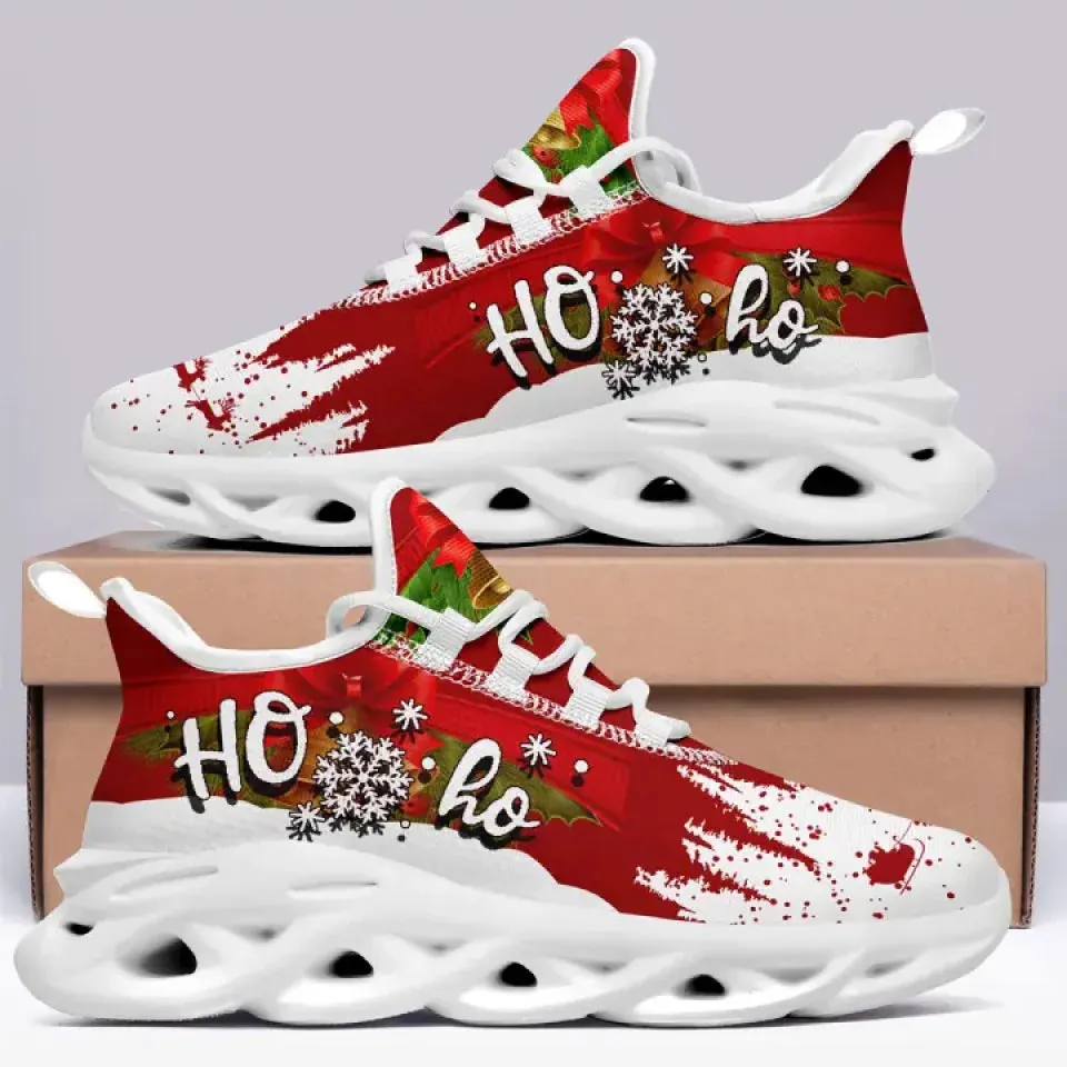 Unique Gift,Personalized Xmas Fashion Sneakers, Custom Ho Ho Festive Shoes, Gift for Christmas