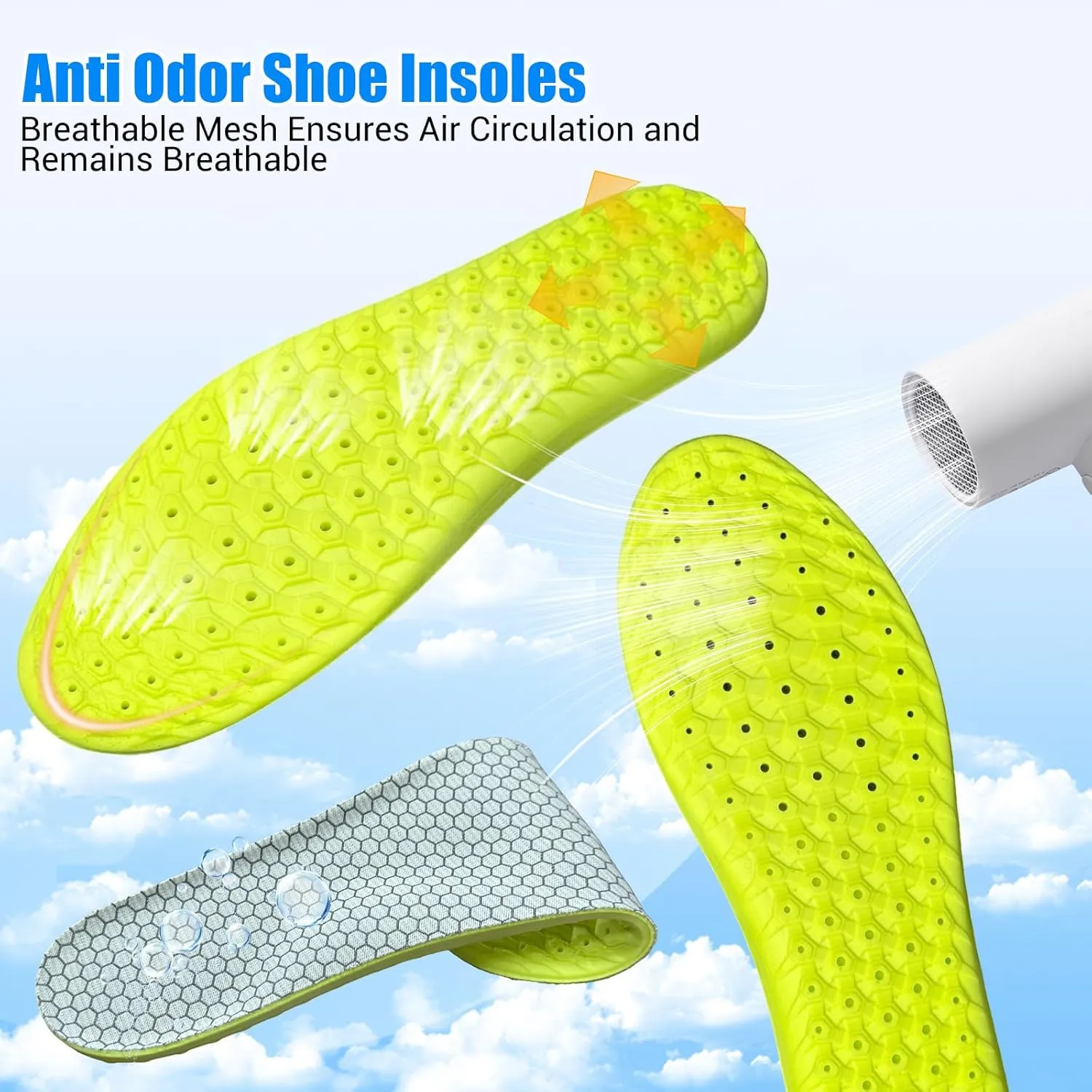 Upgraded Cloud Insoles for Men and Women, Best Replacement Shoe Inserts, Sports Shoe Insoles, Providing Great Shock Absorption and Cushioning for Feet Relief (Gray, Women: US 4-8.5)