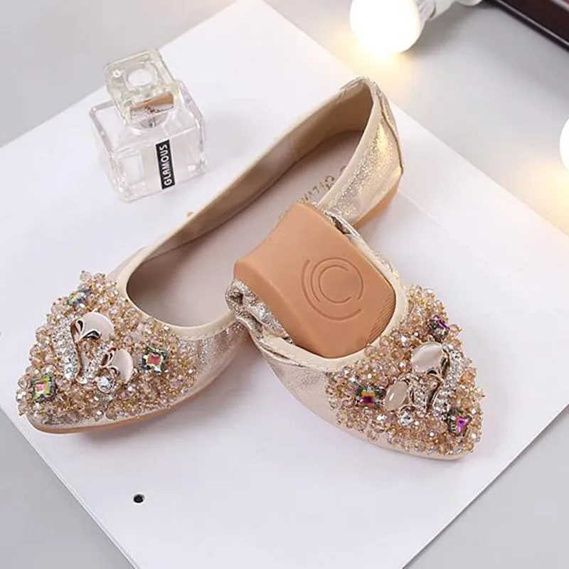 vanccy Rhinestone Flats Casual Comfort Dressy Flats For Wedding Fox Slippers