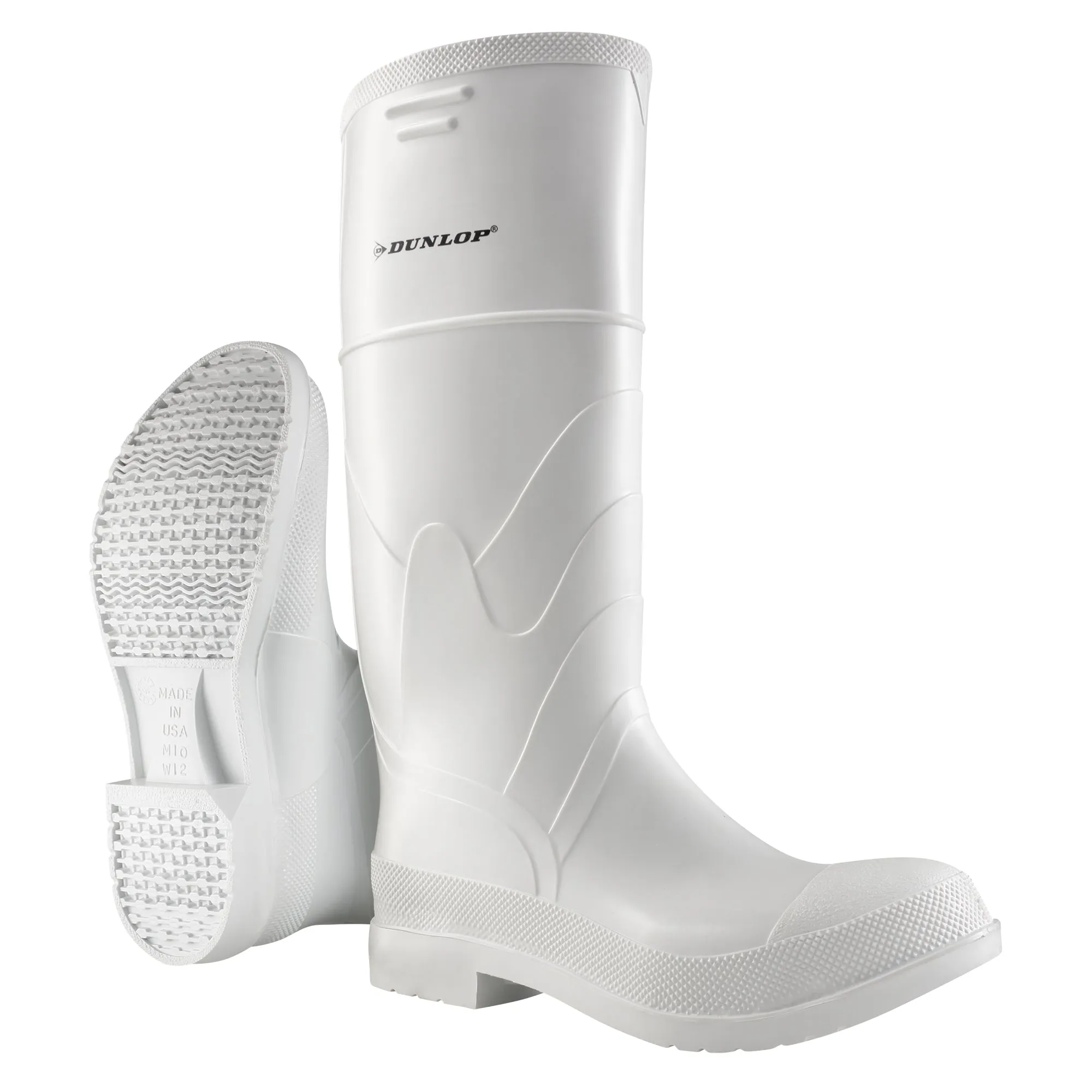 White Boots, PVC, Steel Toe, Size 10, Puncture Resistant Sole