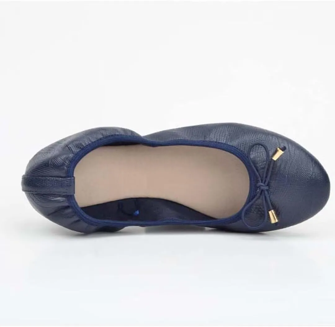 Women's Foldable Ballet Flats Bowknot Round Toe Dress Flats Shoes Comfortable