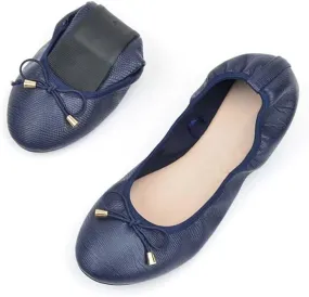 Women's Foldable Ballet Flats Bowknot Round Toe Dress Flats Shoes Comfortable