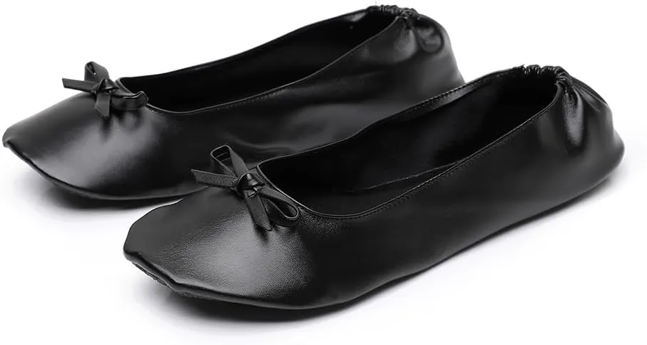 Women's Foldable Ballet Flats, Portable Roll Up Shoes with Zipper Pouch, Comfortable & Non-Slip, Perfect for Weddings, Office