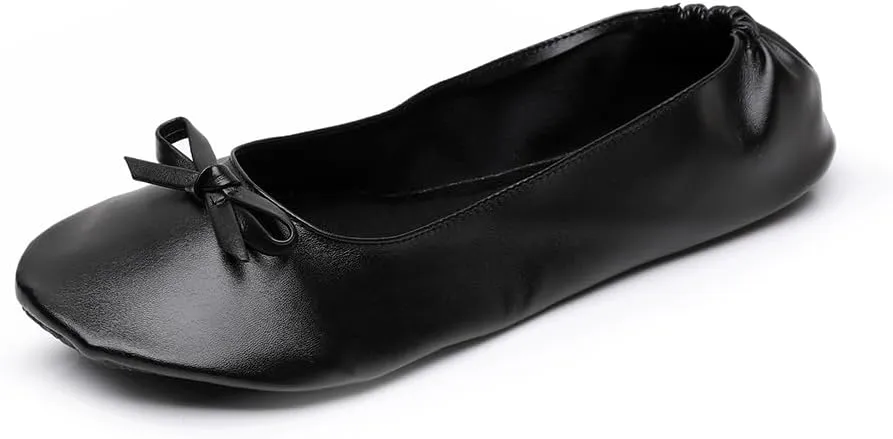 Women's Foldable Ballet Flats, Portable Roll Up Shoes with Zipper Pouch, Comfortable & Non-Slip, Perfect for Weddings, Office