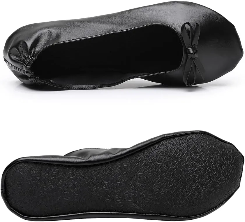 Women's Foldable Ballet Flats, Portable Roll Up Shoes with Zipper Pouch, Comfortable & Non-Slip, Perfect for Weddings, Office
