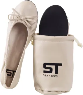 Women's Foldable Travel Ballet Slip On Comfortable Flats Roll Up Walking Shoes with Carrying Pouch