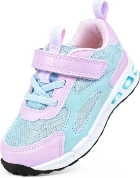 YESKIS Toddler Boys Girls Light Up Shoes LED Flashing Lightweight Mesh Breathable Adorable Running Sneakers for Toddler and Little Kid
