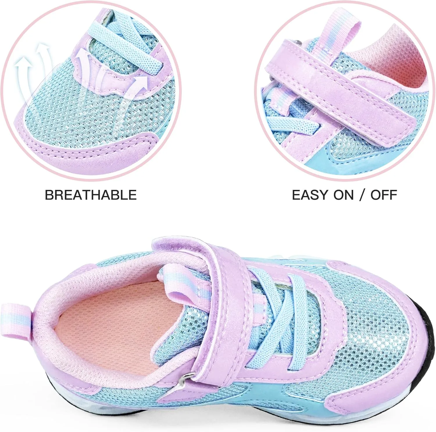 YESKIS Toddler Boys Girls Light Up Shoes LED Flashing Lightweight Mesh Breathable Adorable Running Sneakers for Toddler and Little Kid